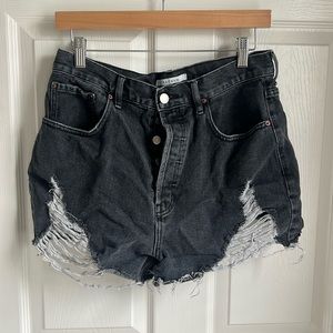 Pacsun black jean shorts ripped detailing